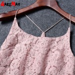 GAREMAY Lace Cami Women Summer Tops Elegant White Strapless Camisole Hollow Solid Pink Halter Fashion Sexy Blusa For Women 1085