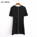 GCAROL Women New Arrival Faux Leather Spliced Dresses Stretch Sexy Mini Bodycon Dresses Girl's Club Slim Trendy Dress