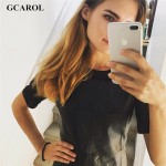 GCAROL Women New Arrival Faux Leather Spliced Dresses Stretch Sexy Mini Bodycon Dresses Girl's Club Slim Trendy Dress