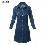 GCAROL Women New Arrival Single-Breasted Button Denim Dress Fashion Slim Jeans Dress Two Pockets Plus Size XL Sexy Dress