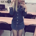 GCAROL Women New Arrival Single-Breasted Button Denim Dress Fashion Slim Jeans Dress Two Pockets Plus Size XL Sexy Dress