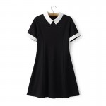 GCAROL Women New Peter Pan Collar Vintage Dress Stretch Slim Spliced Dress Vintage Style Fit and Flare Dress High Quality Dress