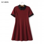 GCAROL Women New Peter Pan Collar Vintage Dress Stretch Slim Spliced Dress Vintage Style Fit and Flare Dress High Quality Dress