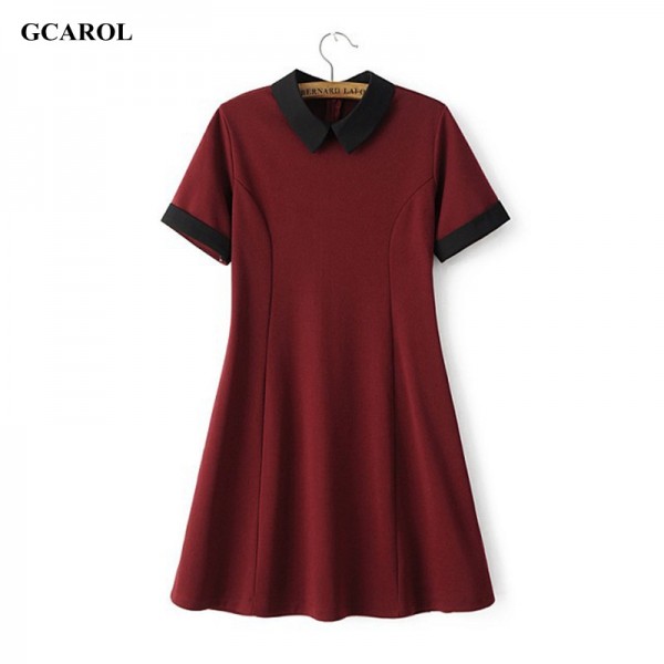 GCAROL Women New Peter Pan Collar Vintage Dress Stretch Slim Spliced Dress Vintage Style Fit and Flare Dress High Quality Dress