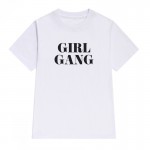 GIRL GANG print Best friend t shirt femme black white large size cotton women tshirt tops loose casual women t-shirt S-2XL 