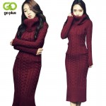 GOPLUS 2017 Winter Women Sweater Dress Korean High-Necked Long Slim Twist Turtleneck Knitted Sweater Dress Women Winter Dress