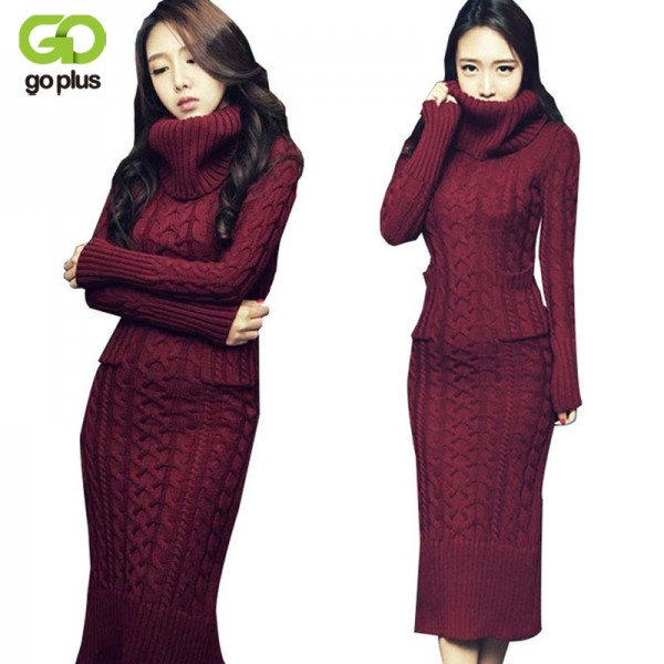 GOPLUS 2017 Winter Women Sweater Dress Korean High-Necked Long Slim Twist Turtleneck Knitted Sweater Dress Women Winter Dress