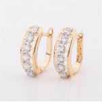 GULICX Brand New 2017 Hollow Huggie Ear Piercing Hoop Earring for Women Gold-color Earing White CZ Wedding Jewelry E202