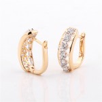 GULICX Brand New 2017 Hollow Huggie Ear Piercing Hoop Earring for Women Gold-color Earing White CZ Wedding Jewelry E202