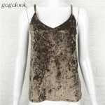 Gagalook 2016 Brand New Women Tops Sexy Fashion V Neck Velvet Cami Pink Casual Camisole T1165