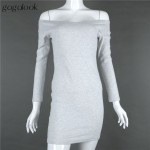 Gagalook 2016 Brand Women Dress Autumn Winter Party Robe Sexy Off Shoulder Short Bodycon Wrap Dress Vestidos D0896