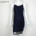 Gagalook 2016 Brand Women Winter Dress Lace Blue Velvet Robe Sexy Party Club Spaghetti Strap Midi Bodycon Dress Vestidos D1220