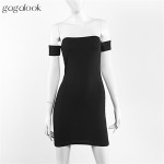 Gagalook 2016 Women Summer Dress Sexy Black Off Shoulder Short Casual Pencil Bodycon Party Dress Vestidos Robe Femme Ete D1312