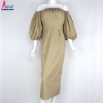 Gagaopt Brand 100% Cotton Autumn Dress Off the Shoulder Puff Sleeve Vintage Long Dress Party Dresses Robe Femme Vestidos