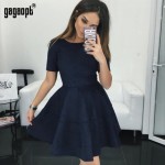 Gagaopt Summer Dress 2017 O-neck Short Sleeve Office Dress 3 Color Causal A-line Sexy Party Dresses Spring Jurken Lady Vestidos