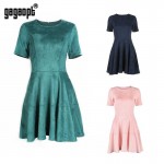 Gagaopt Summer Dress 2017 O-neck Short Sleeve Office Dress 3 Color Causal A-line Sexy Party Dresses Spring Jurken Lady Vestidos