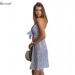 Gamiss 2016 Sexy Striped Bustier Summer Women Dress Spaghetti Front Lace Up Dresses Female Casual Beach Party Club Vestidos