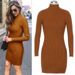 Gamiss Autumn Winter Women Knitted Dresses Casual Turtleneck Long Sleeve Thicken Warm Woman Long Sweater Dress Female Vestidos