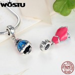 Genuine 925 Sterling Silver  Anna's Dress Blue Charm Fit Original WST Bracelet Necklace For Women Authentic Jewelry Gift