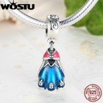 Genuine 925 Sterling Silver  Anna's Dress Blue Charm Fit Original WST Bracelet Necklace For Women Authentic Jewelry Gift