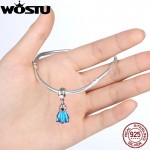 Genuine 925 Sterling Silver  Anna's Dress Blue Charm Fit Original WST Bracelet Necklace For Women Authentic Jewelry Gift