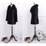 Genuine natural real mink fur coat with big fox fur collar women fashion warm winter jacket overcoat custom any size