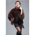 Genuine real natural Knitted Mink Fur coat Poncho Clothing Women's Winter Warm knit  Jacket Plus Size EMS Free shipping