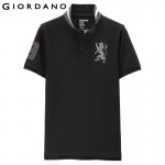 Giordano Men Polo Solid Stand Collar Short Sleeves Polos Lion Cotton Pique Tops Summer Mens Clothing Brand Camiseta