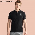 Giordano Men Polo Solid Stand Collar Short Sleeves Polos Lion Cotton Pique Tops Summer Mens Clothing Brand Camiseta