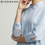 Giordano Women Shirt Dress Long Sleeves Casual Dress Robe Femme Cotton Spring Dress Brand Clothing Long Shirt Vestido