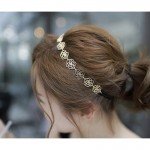 Girl'S Fashion Metal Chain Jewelry Hollow Rose Flower Elastic Hair Band Headband hairband hair accessories