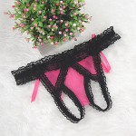 Girl's cheap sweet Open crotch pantie adult game women erotic Crotchless Lace Thong with Bow sexy underwear lingerie for sex