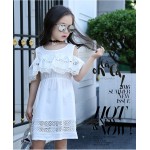 Girls Off Shoulder Dress 2017 Summer Style Lace Dress with Sleeves Teenage Girls Fashion Cotton Hollow Out Dress Girls Clothes