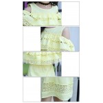 Girls Off Shoulder Dress 2017 Summer Style Lace Dress with Sleeves Teenage Girls Fashion Cotton Hollow Out Dress Girls Clothes