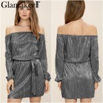 Glamaker Sexy off shoulder summer dress Women slash neck wrap short dress Elegant black dresses prom evening party vestidos