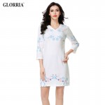 Glorria Women Tunic Print White Dress 2017 Summer Dresses Lady Elegant Casual Fashion Sweet Cloth Office Party Vestido De Festa