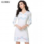 Glorria Women Tunic Print White Dress 2017 Summer Dresses Lady Elegant Casual Fashion Sweet Cloth Office Party Vestido De Festa