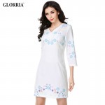 Glorria Women Tunic Print White Dress 2017 Summer Dresses Lady Elegant Casual Fashion Sweet Cloth Office Party Vestido De Festa