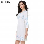 Glorria Women Tunic Print White Dress 2017 Summer Dresses Lady Elegant Casual Fashion Sweet Cloth Office Party Vestido De Festa