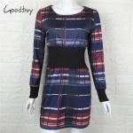 Goodbuy 2016 New Arrival Plaid Women's Dress Printed O-neck Long Sleeve Dress Office Casual Women Winter Dress Vestido De Festa