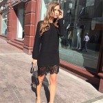 Goodbuy 2017 New Spring Women Patchwork Dress Sexy Lace Office Dress Bodycon Dresses Cotton Midi Slim Long Sleeve Vestidos Robe