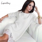 Goodbuy 2017 New Spring Women Patchwork Dress Sexy Lace Office Dress Bodycon Dresses Cotton Midi Slim Long Sleeve Vestidos Robe