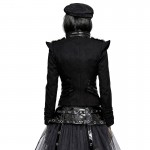 Gothic Fashion Autumn Military Uniform Coat Women Sexy Female Plate Buckles Velvet Punk Ladies Jacket Cosplay Stage Coustme