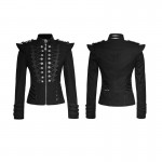 Gothic Fashion Autumn Military Uniform Coat Women Sexy Female Plate Buckles Velvet Punk Ladies Jacket Cosplay Stage Coustme