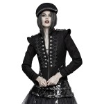 Gothic Fashion Autumn Military Uniform Coat Women Sexy Female Plate Buckles Velvet Punk Ladies Jacket Cosplay Stage Coustme