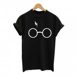 Gourd doll 2017 Summer Fashion Women Lightning Glasses Printed T-shirt female Top Tees Black White Cotton Tshirt Plus Size S-xl