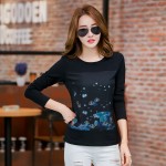 Graphic Tees Women Clothes 2017 Casual Print T-Shirt Korean Long Sleeve Tshirt Cotton Plus Size Womens Clothing Vetement Femme