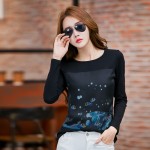 Graphic Tees Women Clothes 2017 Casual Print T-Shirt Korean Long Sleeve Tshirt Cotton Plus Size Womens Clothing Vetement Femme