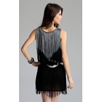 Great Gatsby 1920s Flapper Dress Summer Sleeveless Sheath Casual Party Vintage Dress With Beading and Fringe 