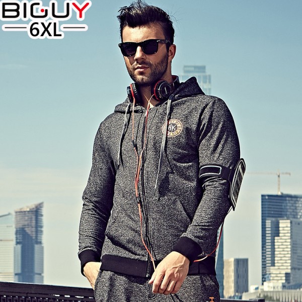 Grey Speckle Mens Hoodies And Sweatshirts 2016 New Autumn Hooded Men's Sportswear 4xl 5xl 6xl Plus Size Sportsman Wear 1245hood